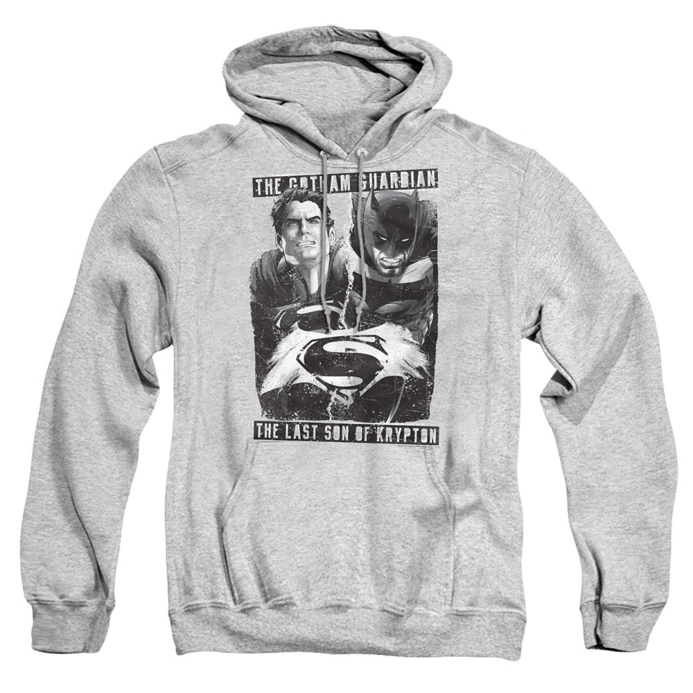 AN OFFCIALLY LICENSED BATMAN V SUPERMAN GUARDIAN V SON ADULT UNISEX PULLOVER HOODIE ATHLETIC HEATHER