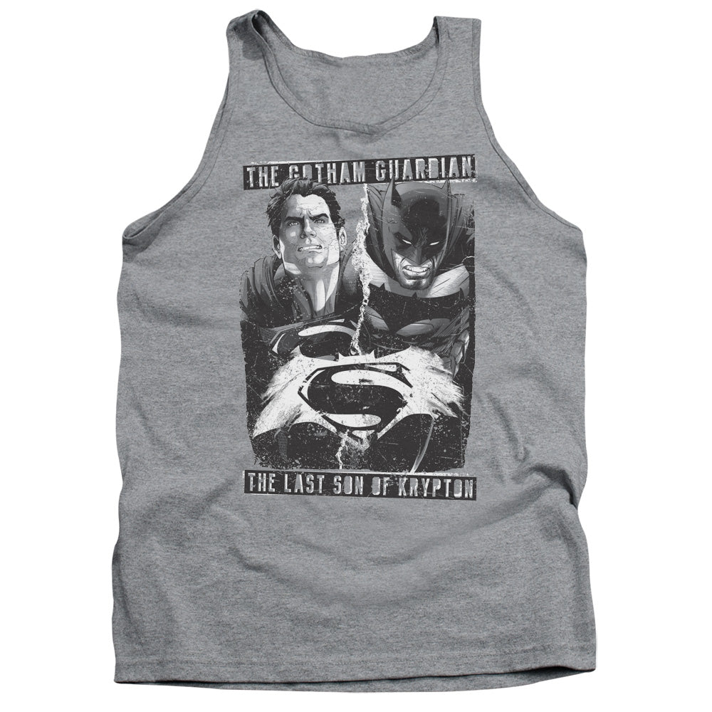 AN OFFCIALLY LICENSED BATMAN V SUPERMAN GUARDIAN V SON ADULT UNISEX TANK TOP ATHLETIC HEATHER