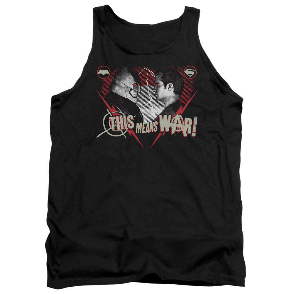 AN OFFCIALLY LICENSED BATMAN V SUPERMAN THIS MEANS WAR ADULT UNISEX TANK TOP BLACK
