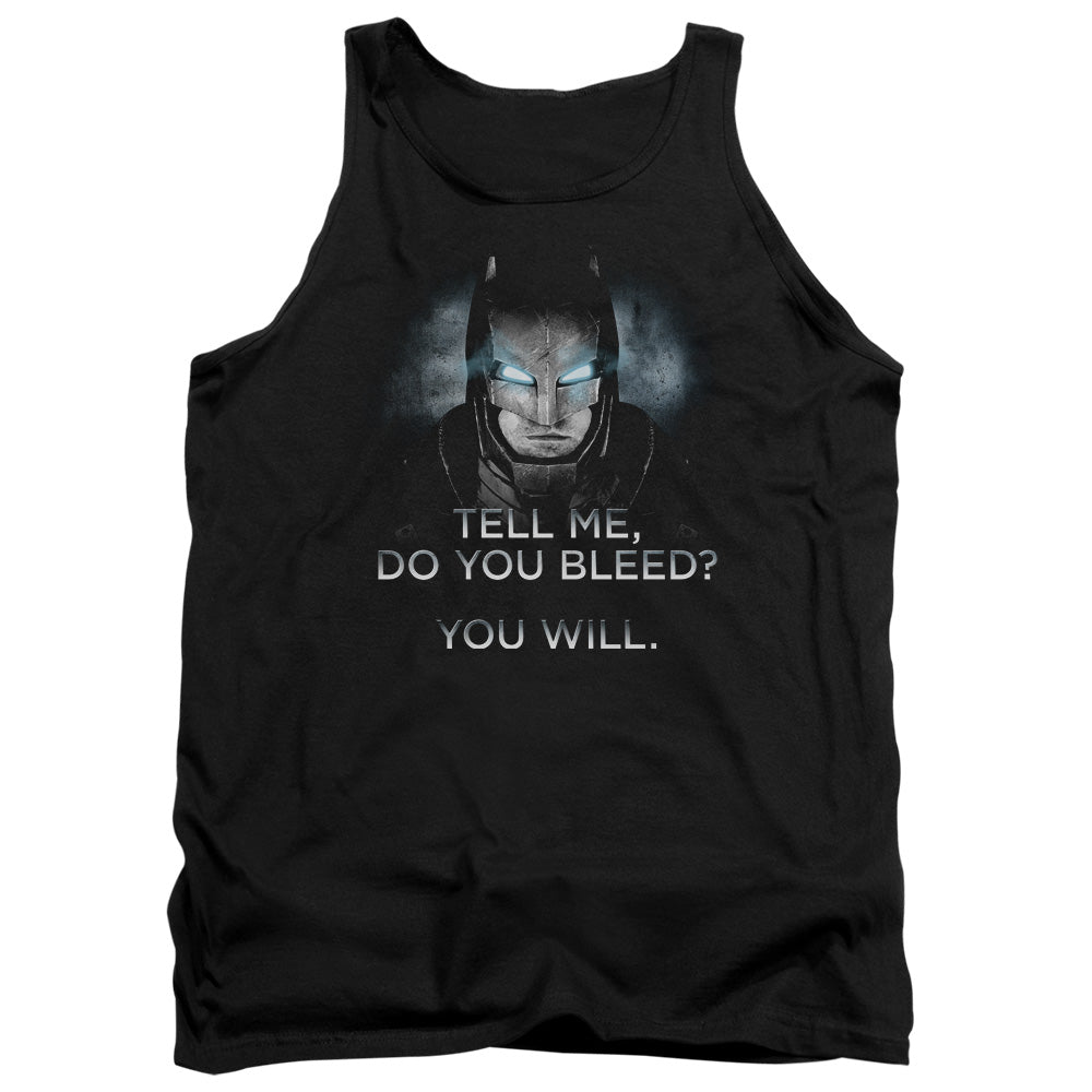 AN OFFCIALLY LICENSED BATMAN V SUPERMAN DO YOU BLEED ADULT UNISEX TANK TOP BLACK
