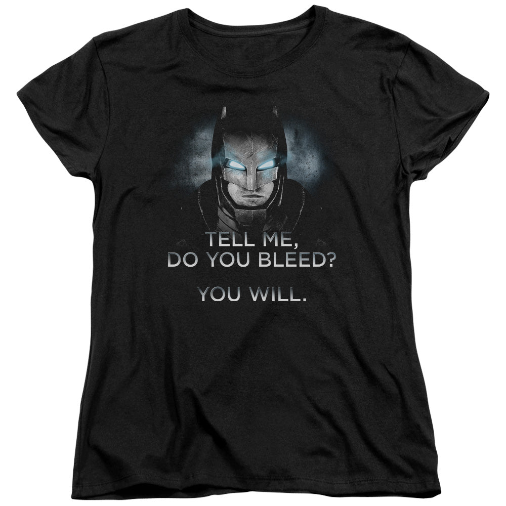 AN OFFCIALLY LICENSED BATMAN V SUPERMAN DO YOU BLEED WOMEN'S REGULAR FIT T-SHIRT BLACK