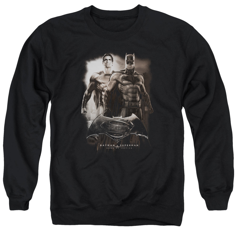AN OFFCIALLY LICENSED BATMAN VS SUPERMAN DAWN ADULT UNISEX CREWNECK SWEATSHIRT BLACK