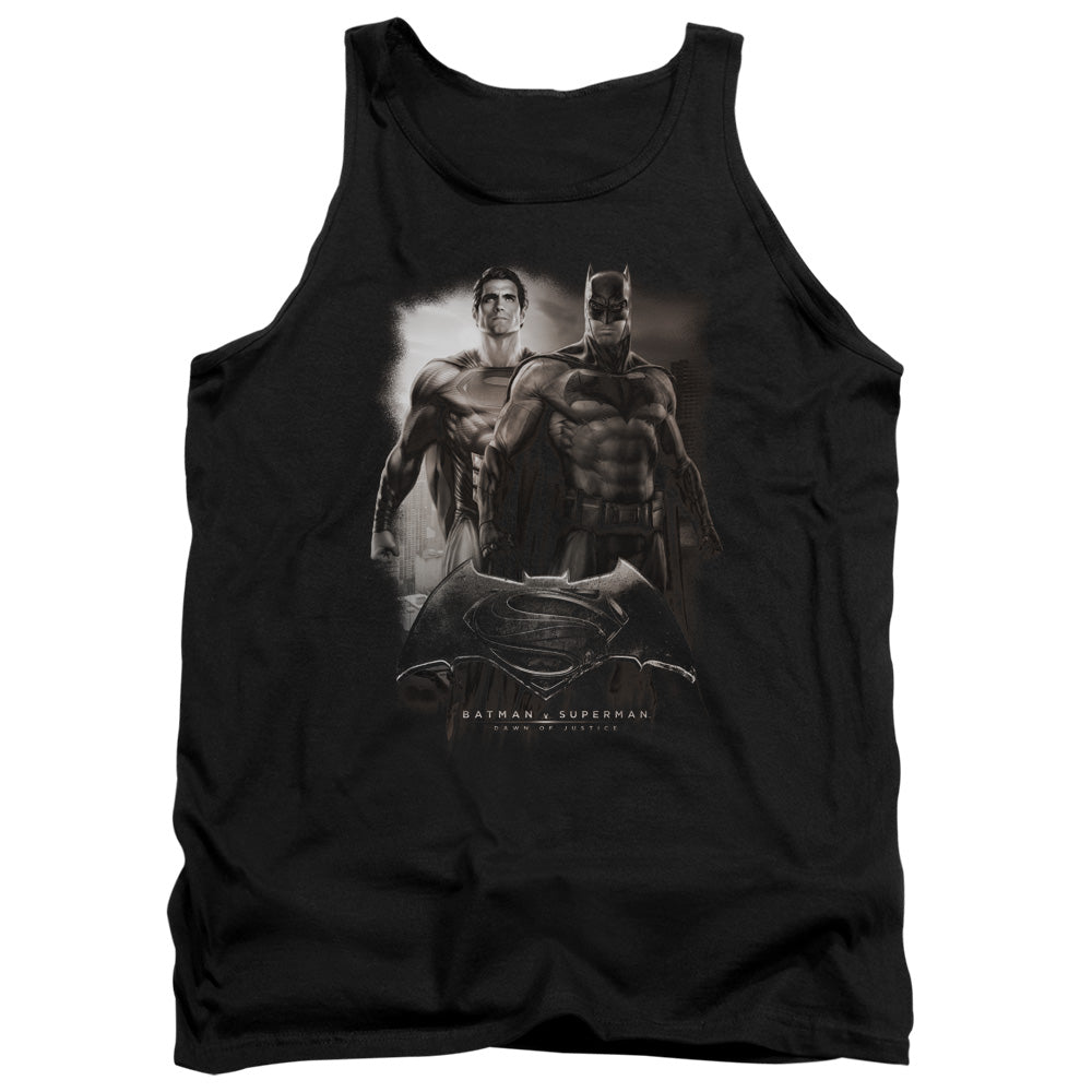 AN OFFCIALLY LICENSED BATMAN VS SUPERMAN DAWN ADULT UNISEX TANK TOP BLACK