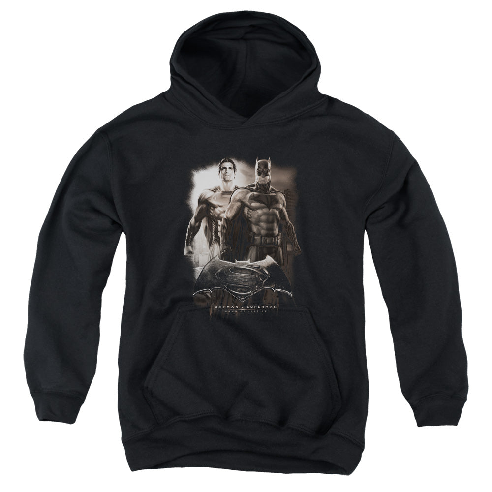 AN OFFCIALLY LICENSED BATMAN VS SUPERMAN DAWN YOUTH HOODIE BLACK
