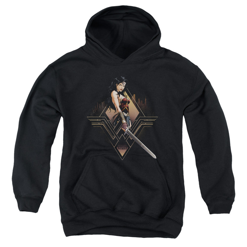 AN OFFCIALLY LICENSED BATMAN V SUPERMAN CITY GIRL YOUTH HOODIE BLACK