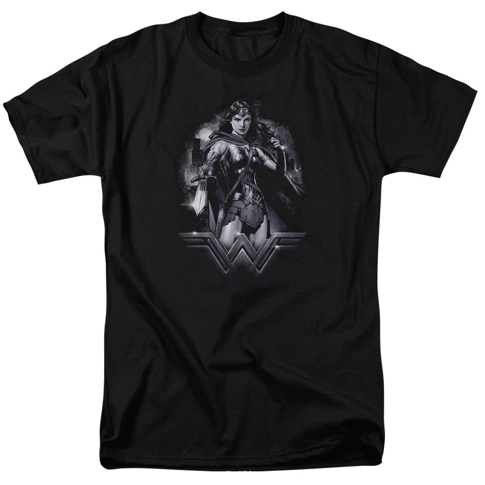 AN OFFCIALLY LICENSED BATMAN VS SUPERMAN RAINY NIGHT MEN'S REGULAR FIT T-SHIRT BLACK