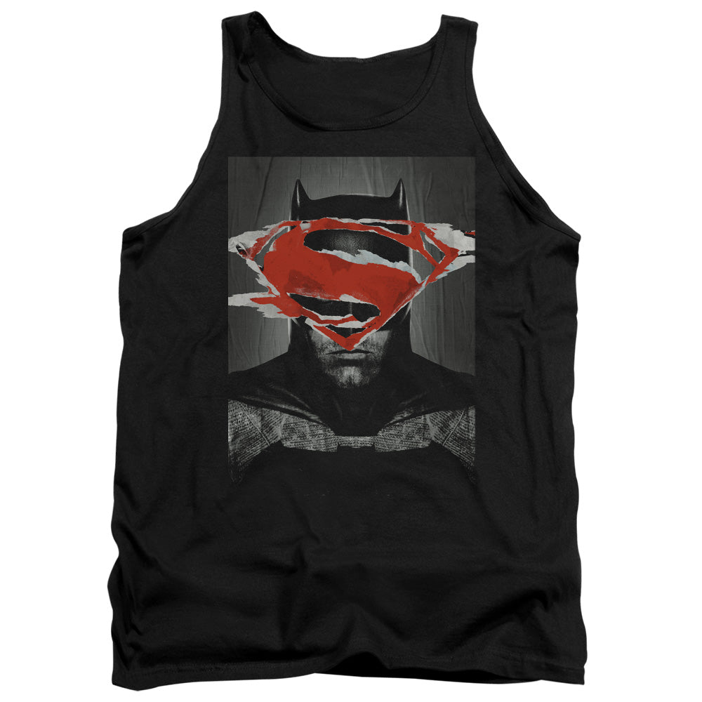 AN OFFCIALLY LICENSED BATMAN VS SUPERMAN BATMAN POSTER ADULT UNISEX TANK TOP BLACK