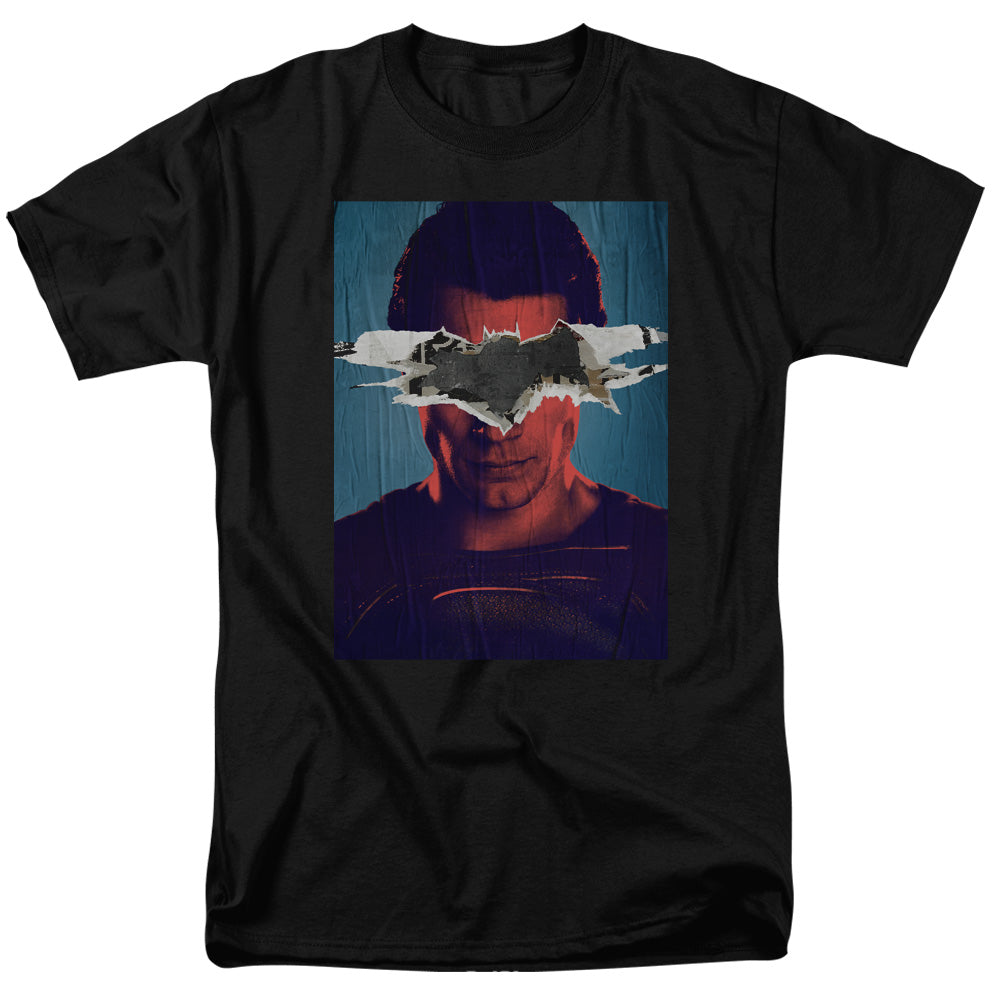 AN OFFCIALLY LICENSED BATMAN VS SUPERMAN SUPERMAN POSTER MEN'S REGULAR FIT T-SHIRT BLACK