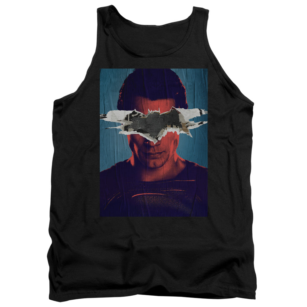 AN OFFCIALLY LICENSED BATMAN VS SUPERMAN SUPERMAN POSTER ADULT UNISEX TANK TOP BLACK