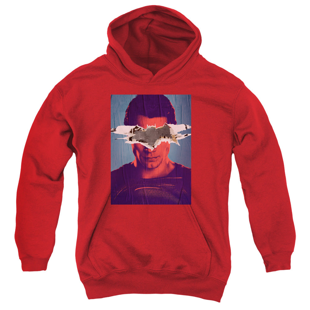 AN OFFCIALLY LICENSED BATMAN VS SUPERMAN SUPERMAN POSTER YOUTH HOODIE ROYAL