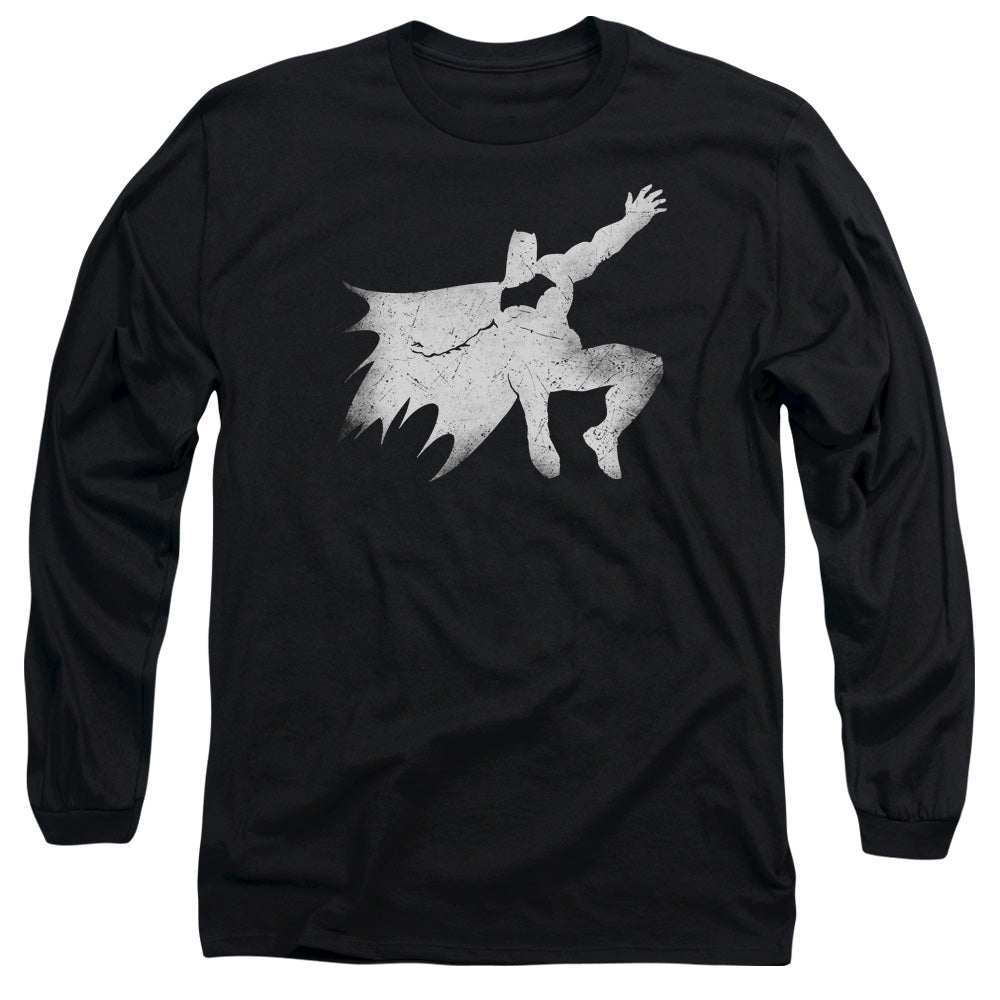 AN OFFCIALLY LICENSED BATMAN V SUPERMAN KNIGHT SILHOUETTE MEN'S LONG SLEEVE T-SHIRT BLACK