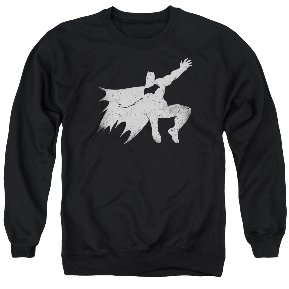 AN OFFCIALLY LICENSED BATMAN V SUPERMAN KNIGHT SILHOUETTE ADULT UNISEX CREWNECK SWEATSHIRT BLACK