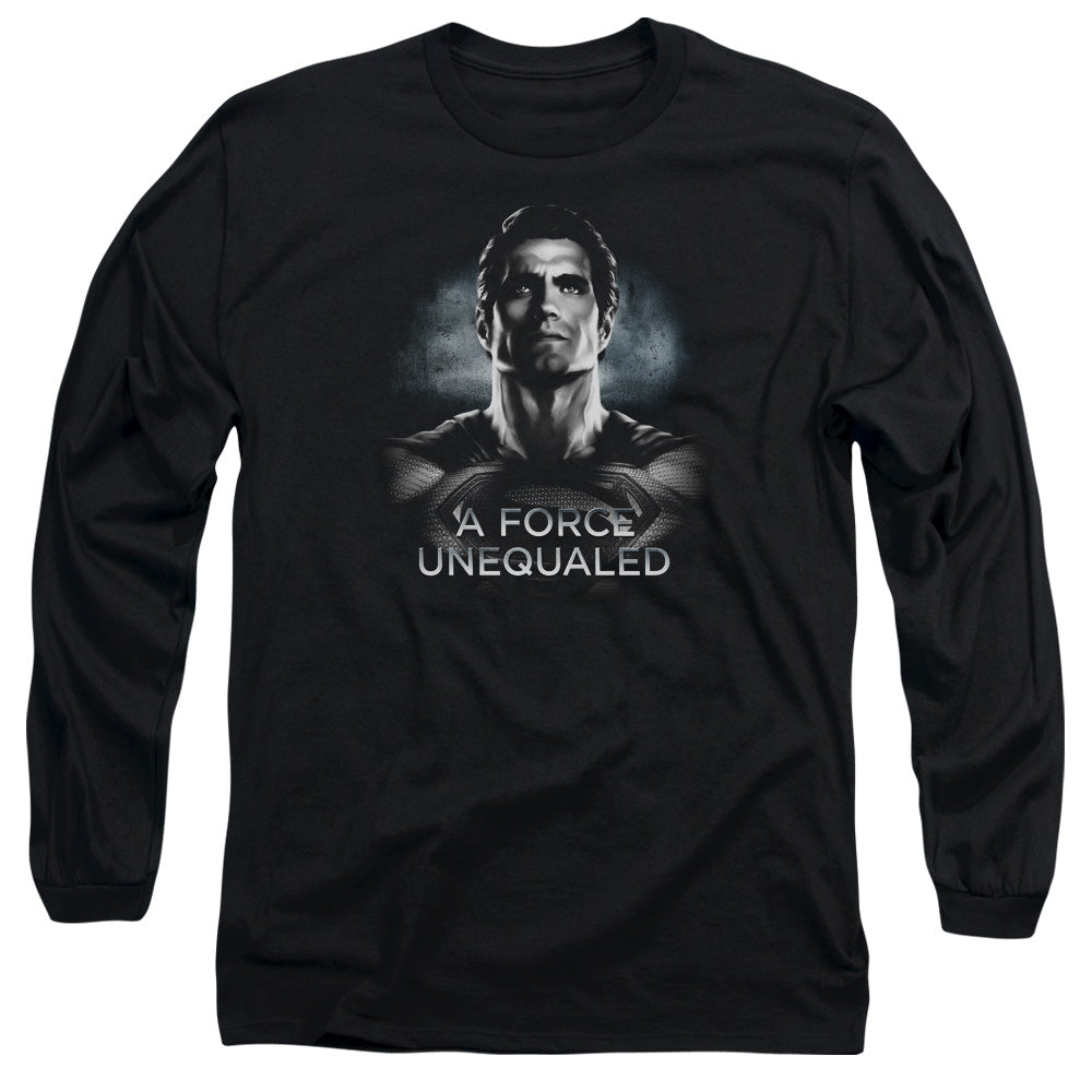 AN OFFCIALLY LICENSED BATMAN V SUPERMAN UNEQUALED MEN'S LONG SLEEVE T-SHIRT BLACK