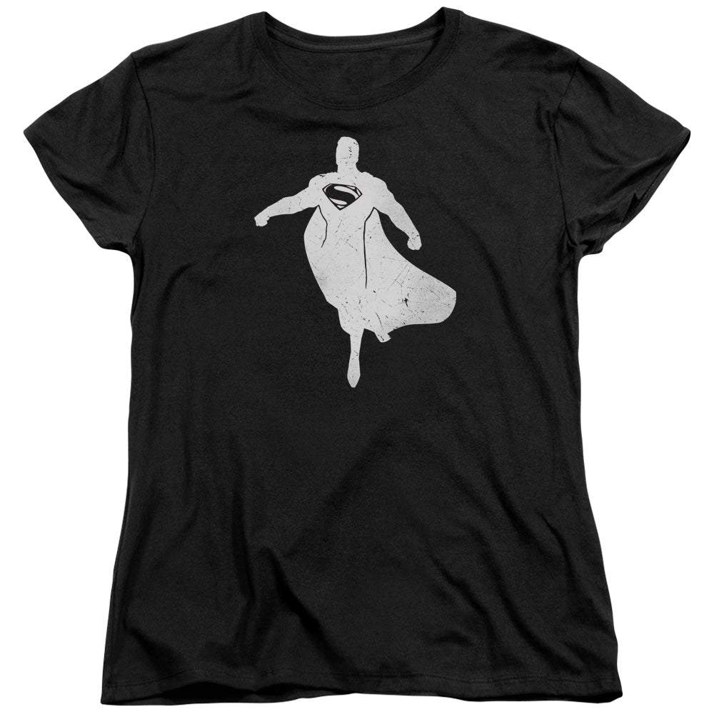 AN OFFCIALLY LICENSED BATMAN V SUPERMAN SUPERMAN SILHOUETTE WOMEN'S REGULAR FIT T-SHIRT BLACK