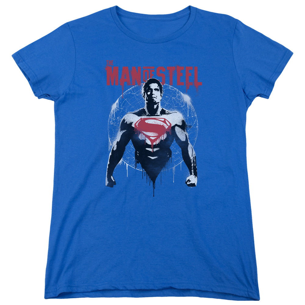 AN OFFCIALLY LICENSED BATMAN V SUPERMAN SUPER SPRAY WOMEN'S REGULAR FIT T-SHIRT ROYAL