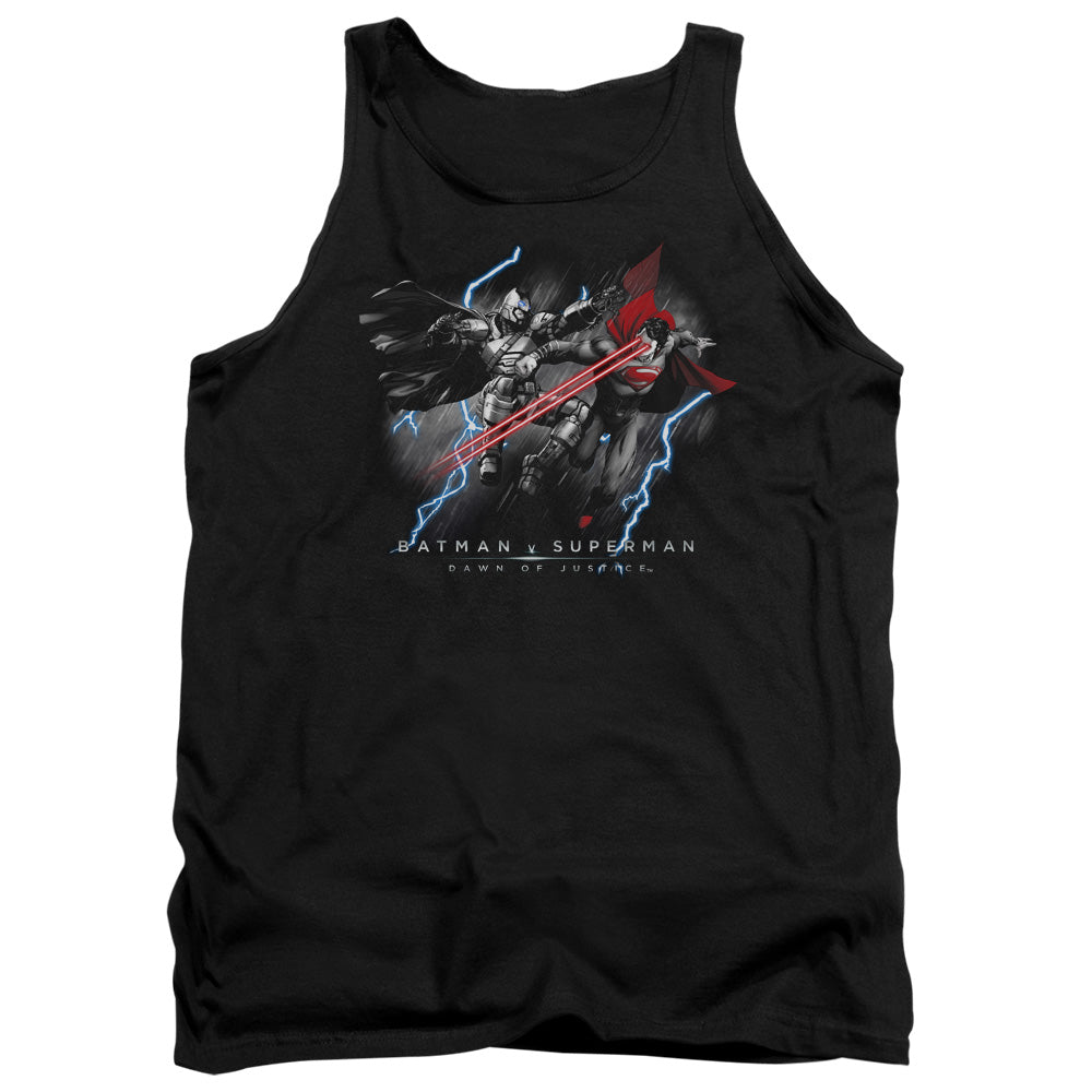 AN OFFCIALLY LICENSED BATMAN V SUPERMAN LIGHTNIING V HEAT VISION ADULT UNISEX TANK TOP BLACK