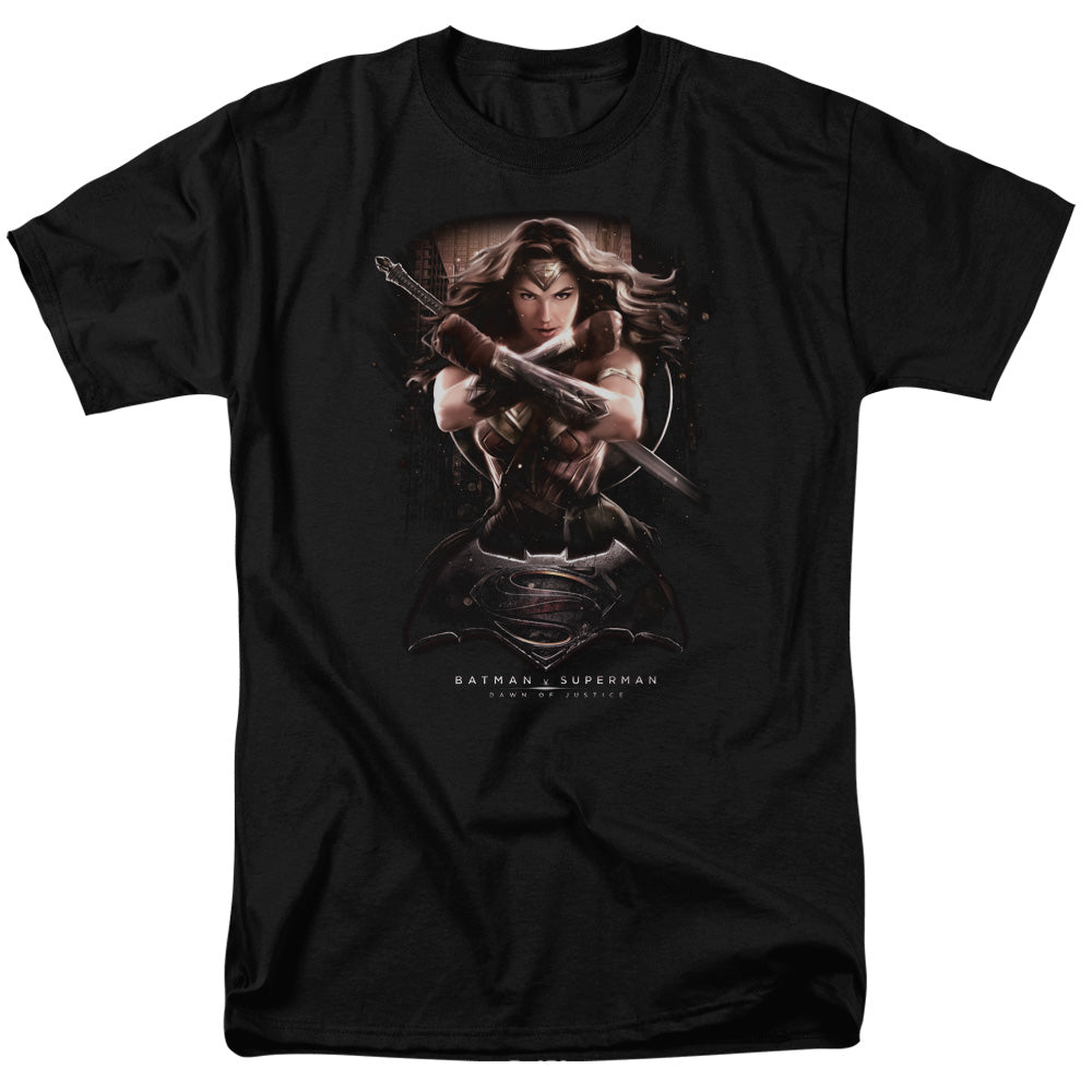 AN OFFCIALLY LICENSED BATMAN V SUPERMAN WW GROUND ZERO MEN'S REGULAR FIT T-SHIRT BLACK