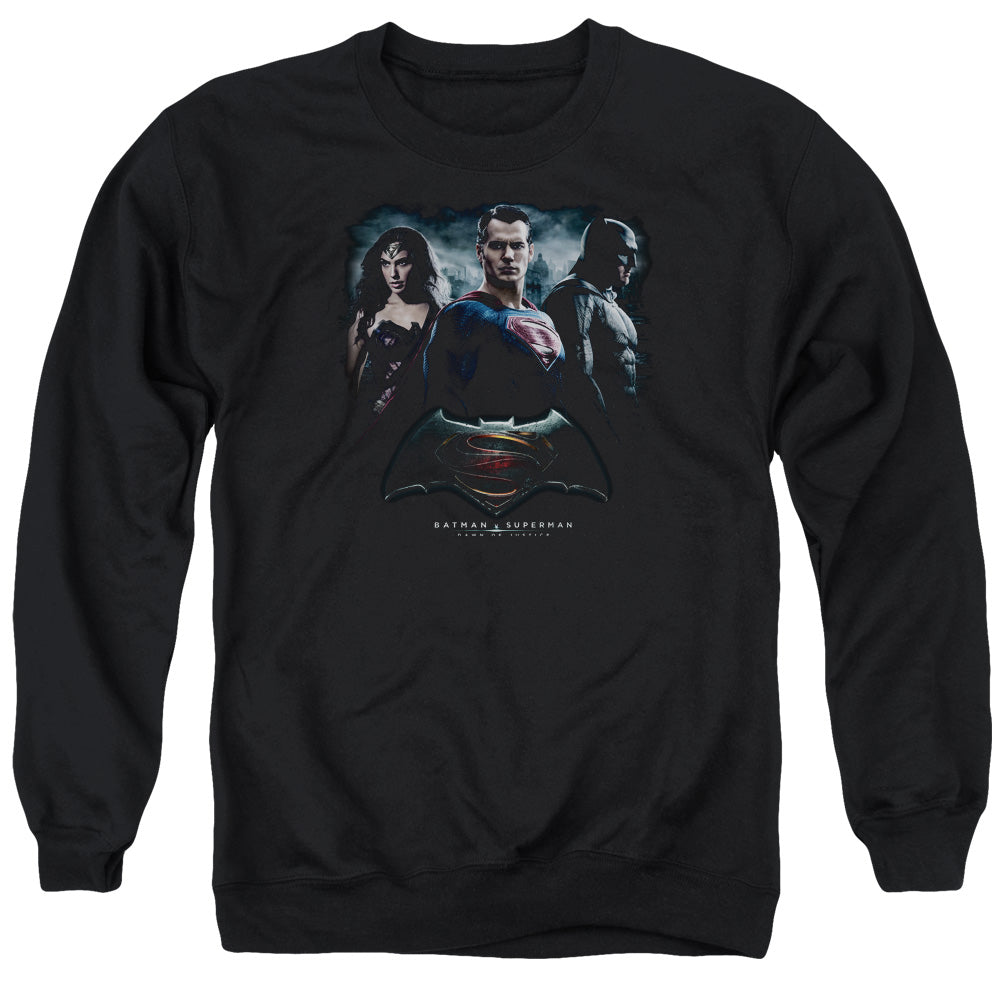 AN OFFCIALLY LICENSED BATMAN V SUPERMAN THE CREW ADULT UNISEX CREWNECK SWEATSHIRT BLACK
