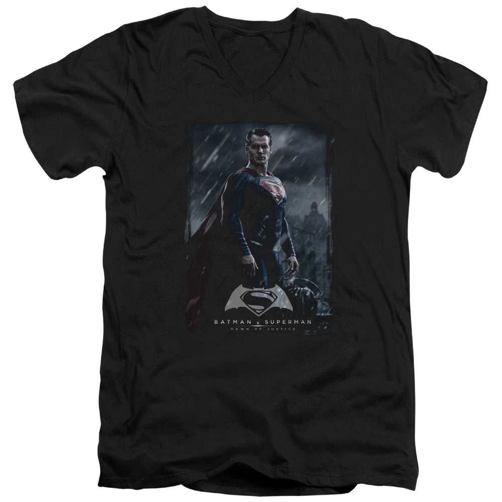 AN OFFCIALLY LICENSED BATMAN V SUPERMAN SUPE POSTER MEN'S V-NECK T-SHIRT BLACK