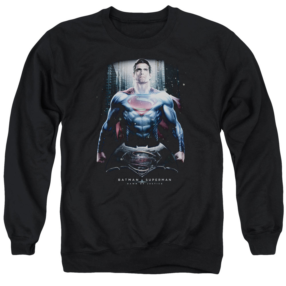 AN OFFCIALLY LICENSED BATMAN V SUPERMAN SUPE GROUND ZERO ADULT UNISEX CREWNECK SWEATSHIRT BLACK
