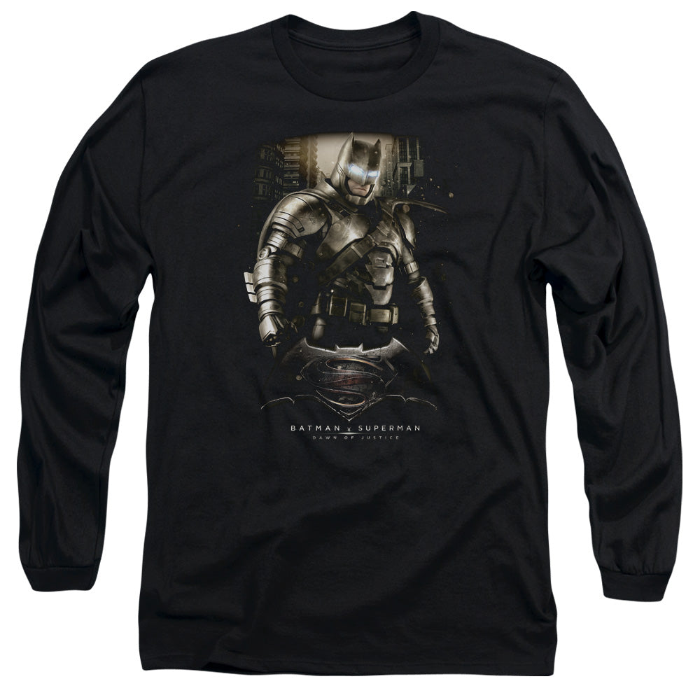 AN OFFCIALLY LICENSED BATMAN V SUPERMAN BATS GROUND ZERO MEN'S LONG SLEEVE T-SHIRT BLACK