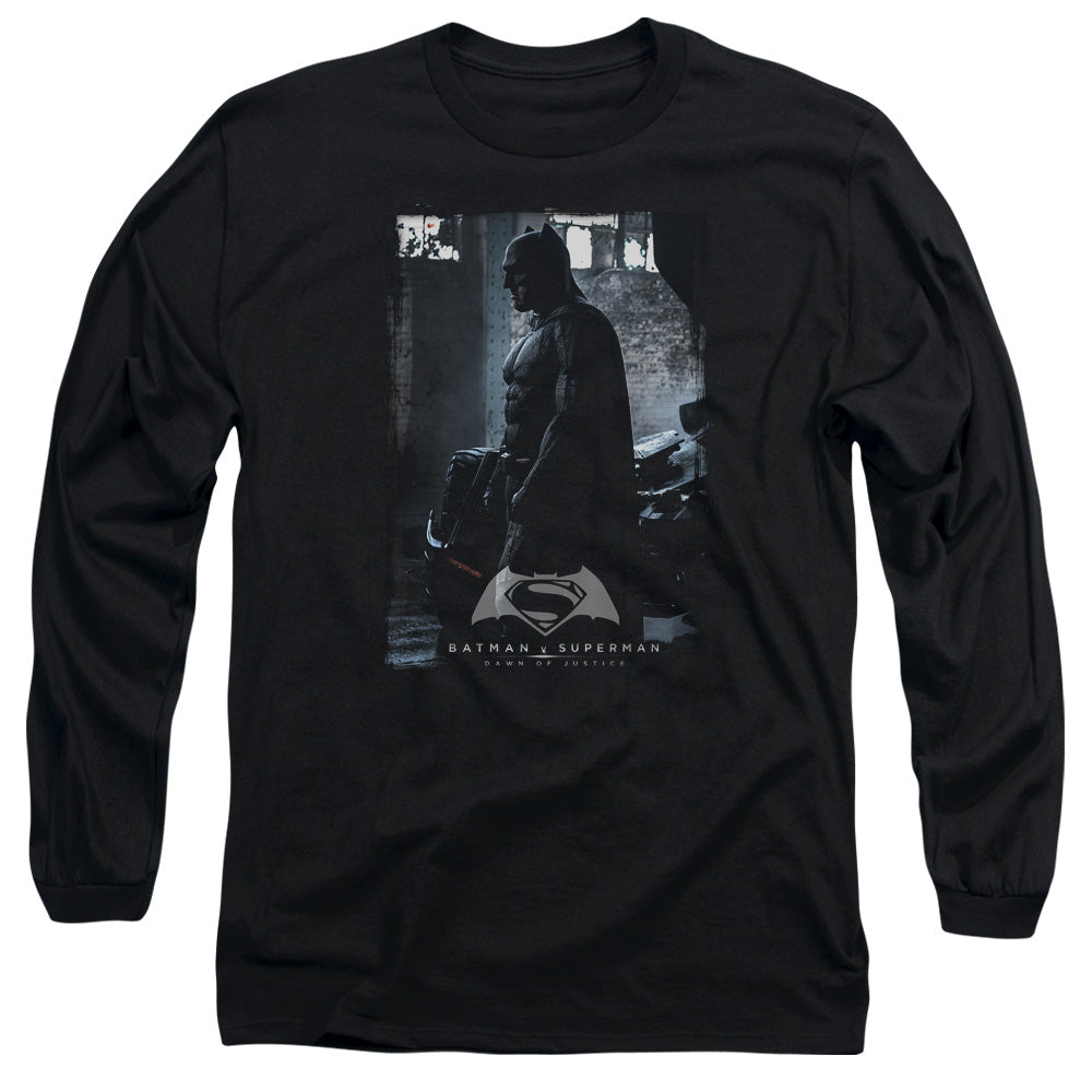 AN OFFCIALLY LICENSED BATMAN V SUPERMAN BAT POSTER MEN'S LONG SLEEVE T-SHIRT BLACK