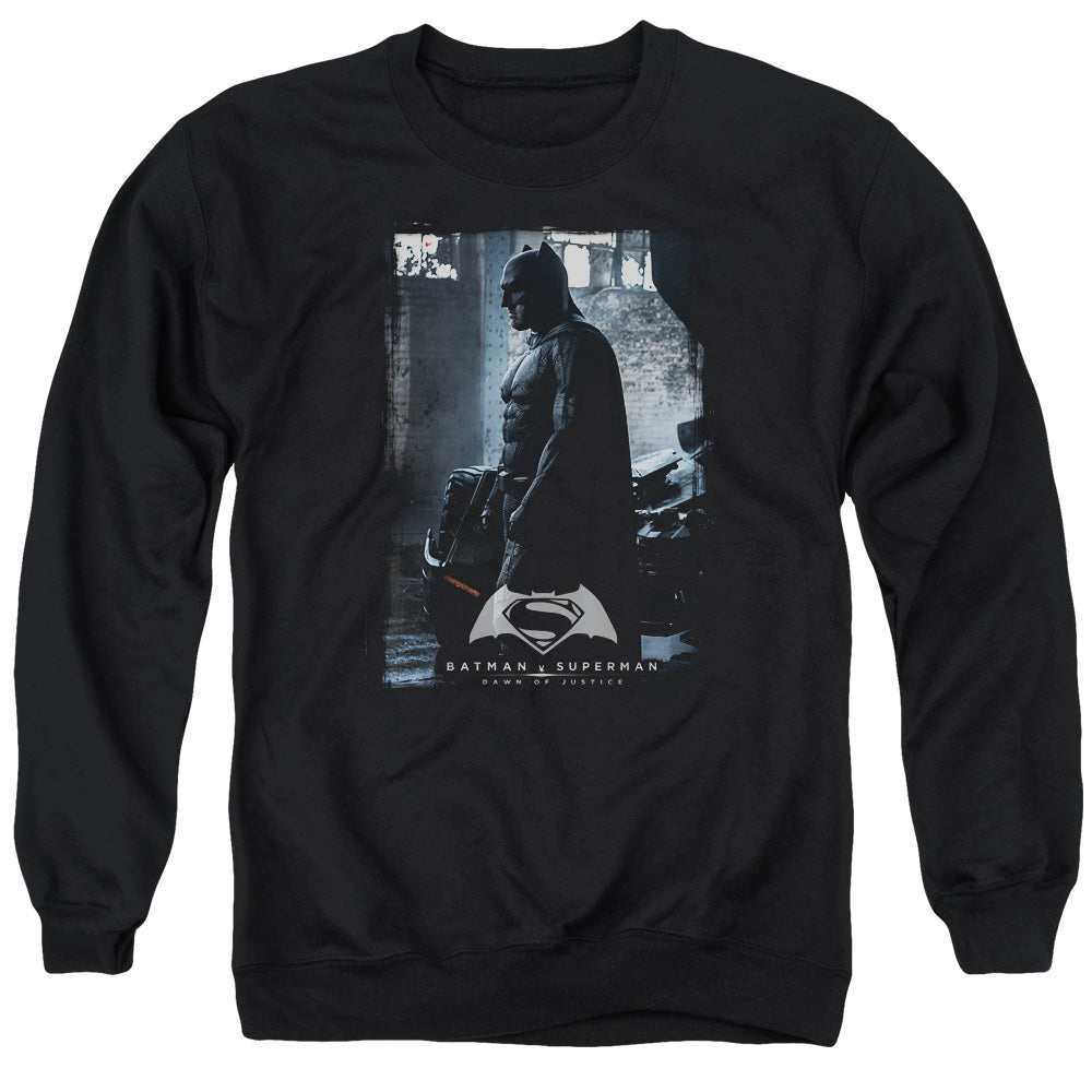AN OFFCIALLY LICENSED BATMAN V SUPERMAN BAT POSTER ADULT UNISEX CREWNECK SWEATSHIRT BLACK
