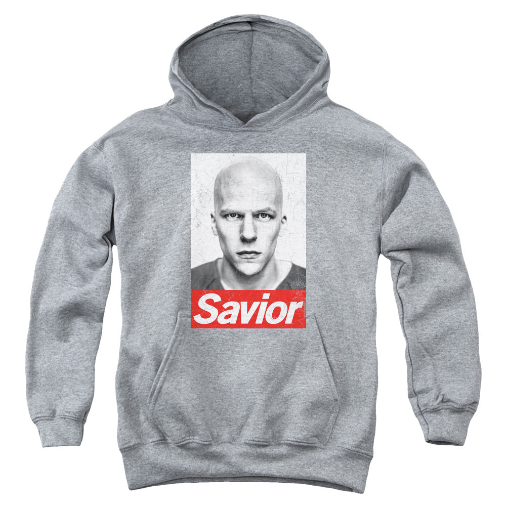 AN OFFCIALLY LICENSED BATMAN V SUPERMAN SAVIOR YOUTH HOODIE ATHLETIC HEATHER