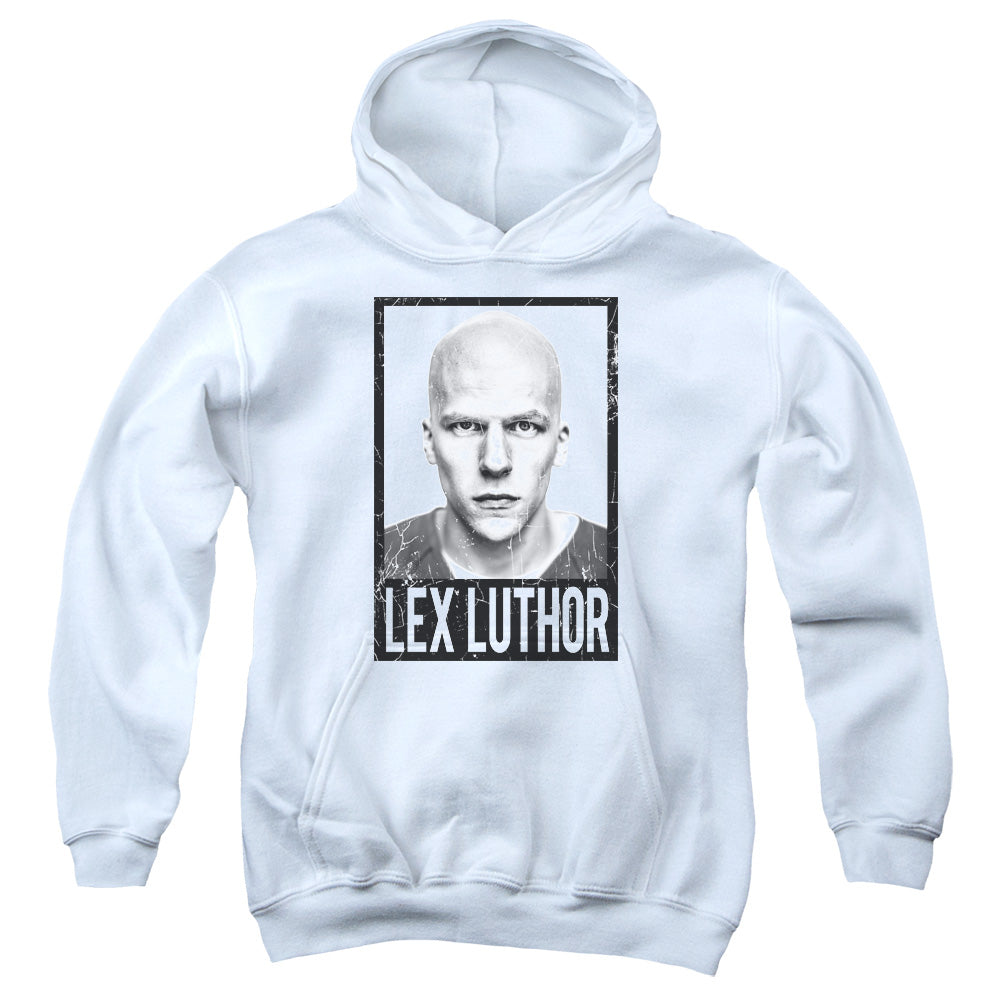 AN OFFCIALLY LICENSED BATMAN V SUPERMAN LUTHOR YOUTH HOODIE WHITE
