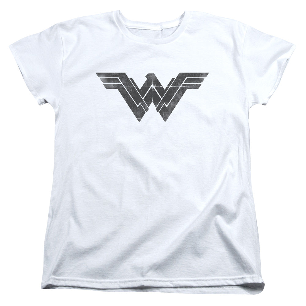 AN OFFCIALLY LICENSED BATMAN V SUPERMAN FOLDED AND DISTRESSED WOMEN'S REGULAR FIT T-SHIRT WHITE