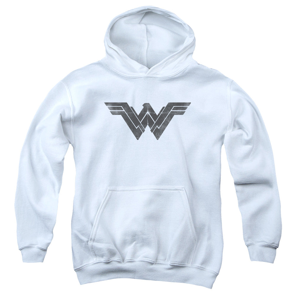 AN OFFCIALLY LICENSED BATMAN V SUPERMAN FOLDED AND DISTRESSED YOUTH HOODIE WHITE