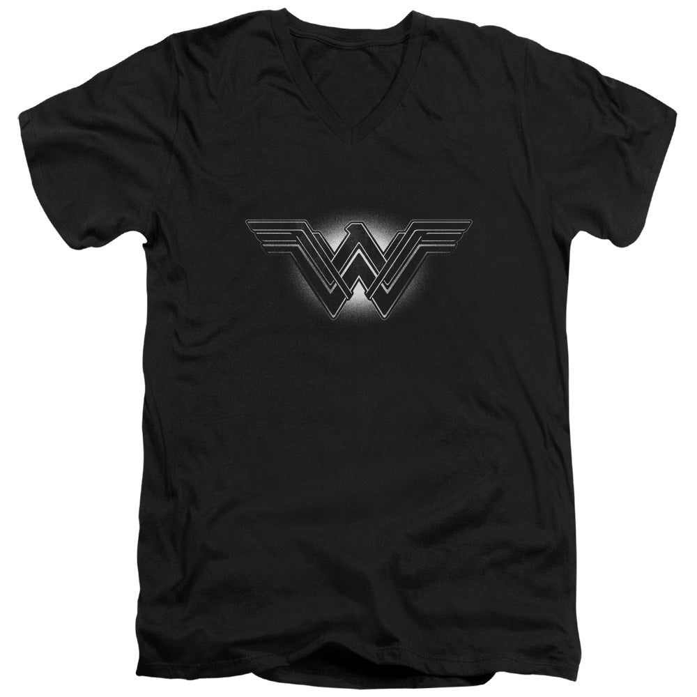 AN OFFCIALLY LICENSED BATMAN V SUPERMAN GLOW EMBLEM MEN'S V-NECK T-SHIRT BLACK