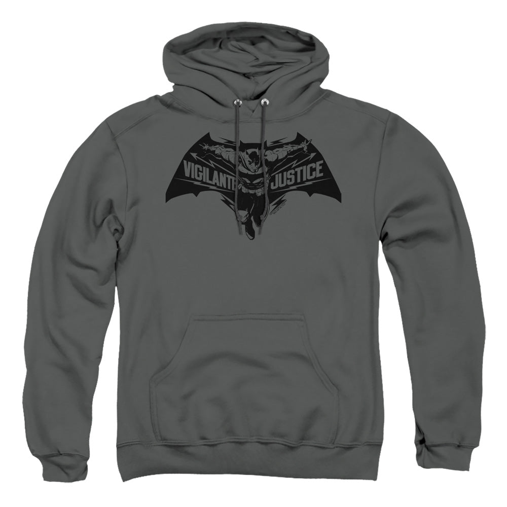 AN OFFCIALLY LICENSED BATMAN V SUPERMAN VIGILANTE JUSTICE ADULT UNISEX PULLOVER HOODIE CHARCOAL