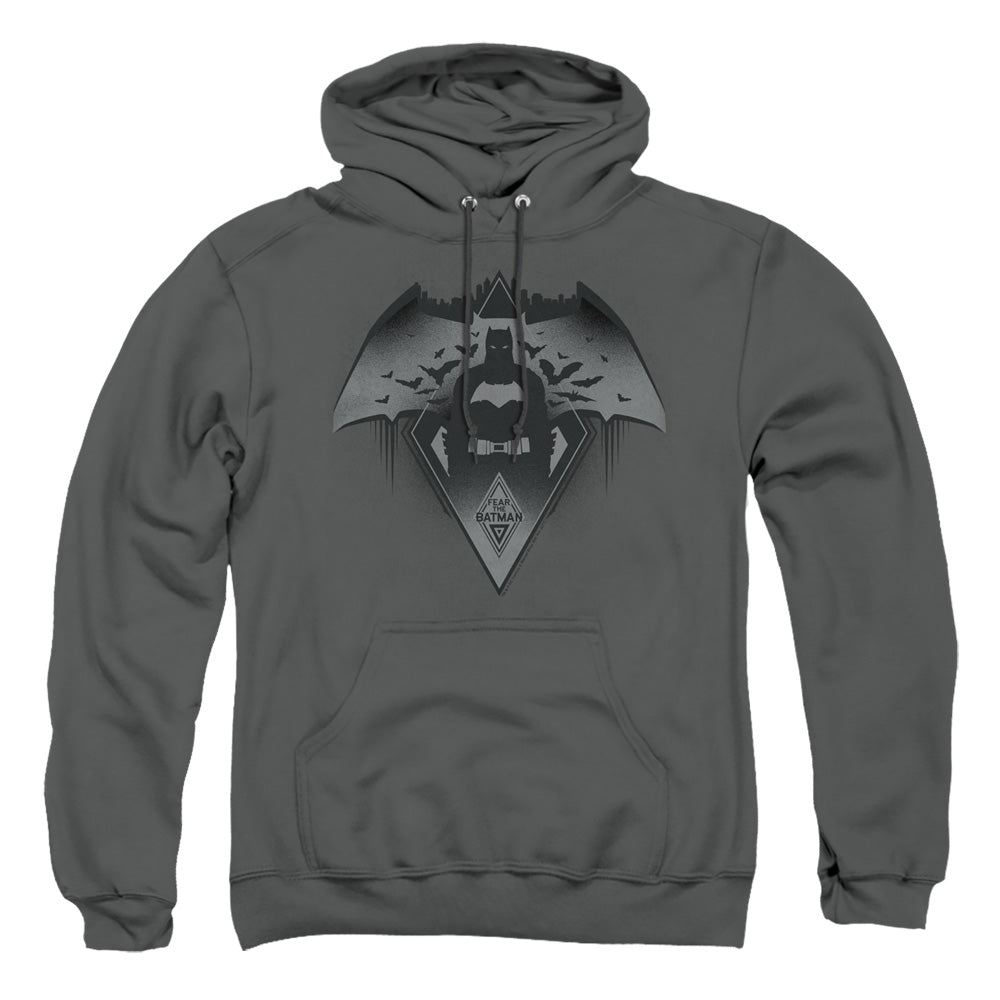 AN OFFCIALLY LICENSED BATMAN V SUPERMAN FEAR ADULT UNISEX PULLOVER HOODIE CHARCOAL
