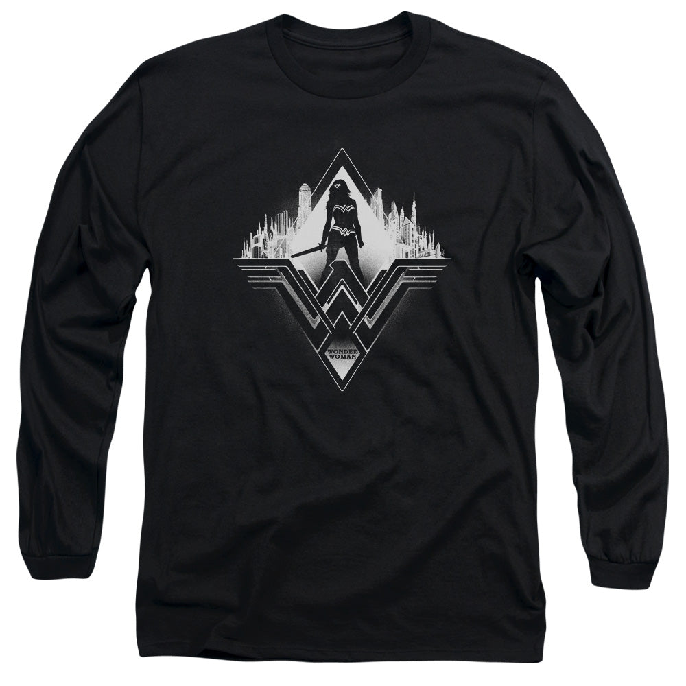 AN OFFCIALLY LICENSED BATMAN V SUPERMAN CITY WARRIOR MEN'S LONG SLEEVE T-SHIRT BLACK