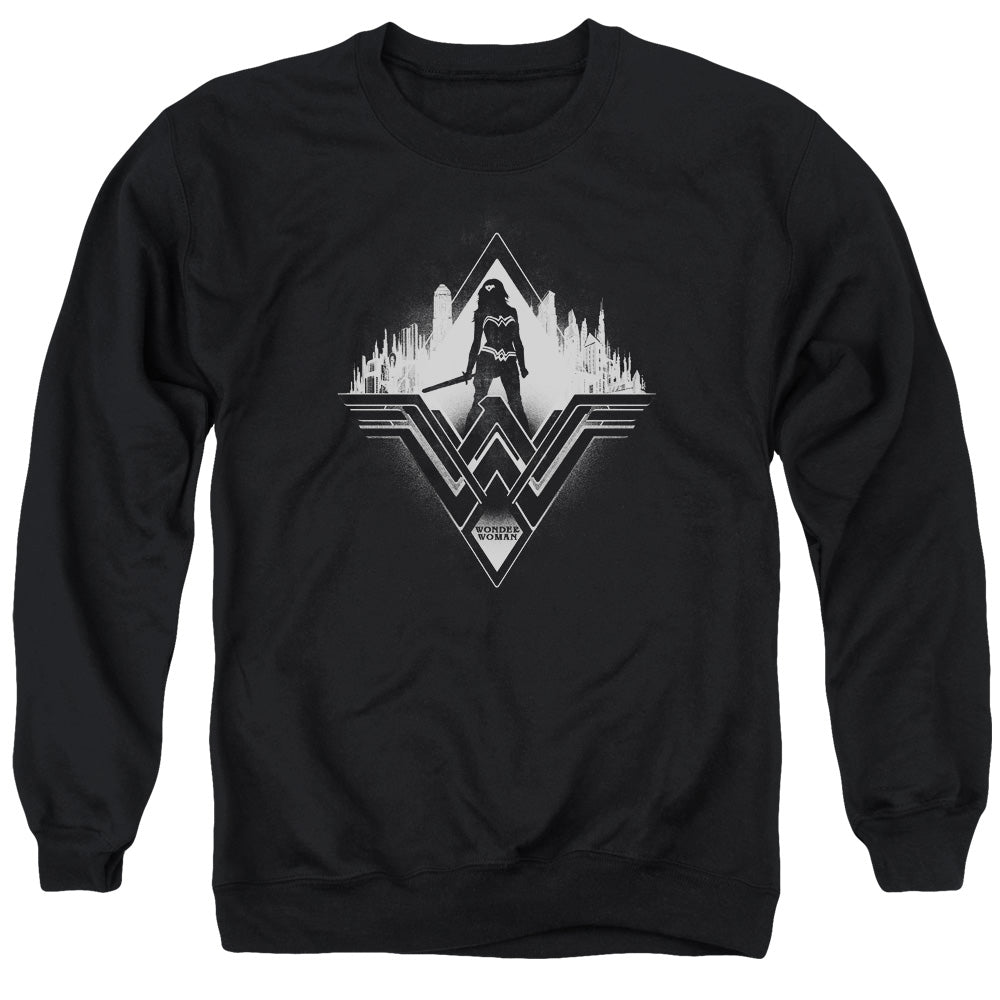 AN OFFCIALLY LICENSED BATMAN V SUPERMAN CITY WARRIOR ADULT UNISEX CREWNECK SWEATSHIRT BLACK