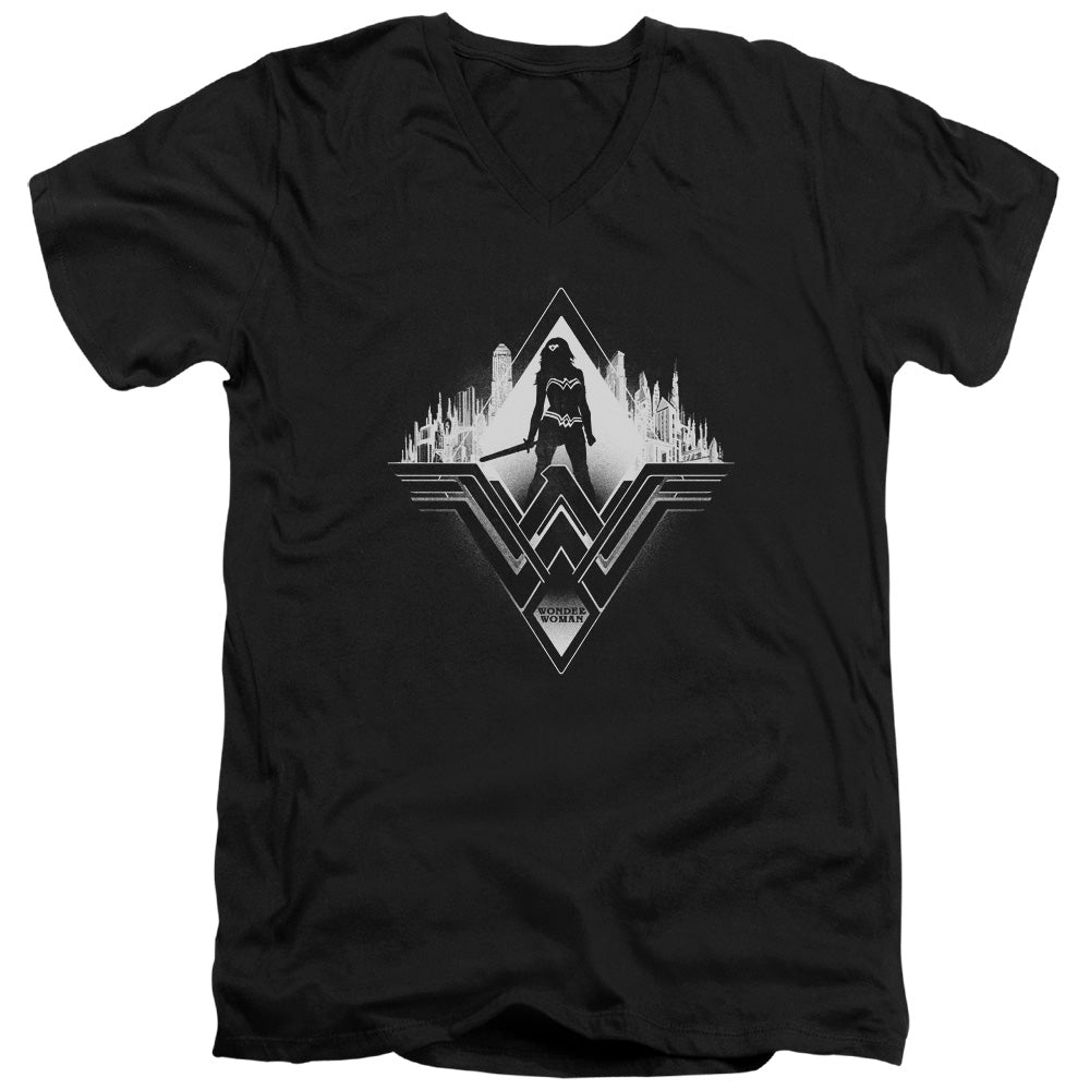 AN OFFCIALLY LICENSED BATMAN V SUPERMAN CITY WARRIOR MEN'S V-NECK T-SHIRT BLACK
