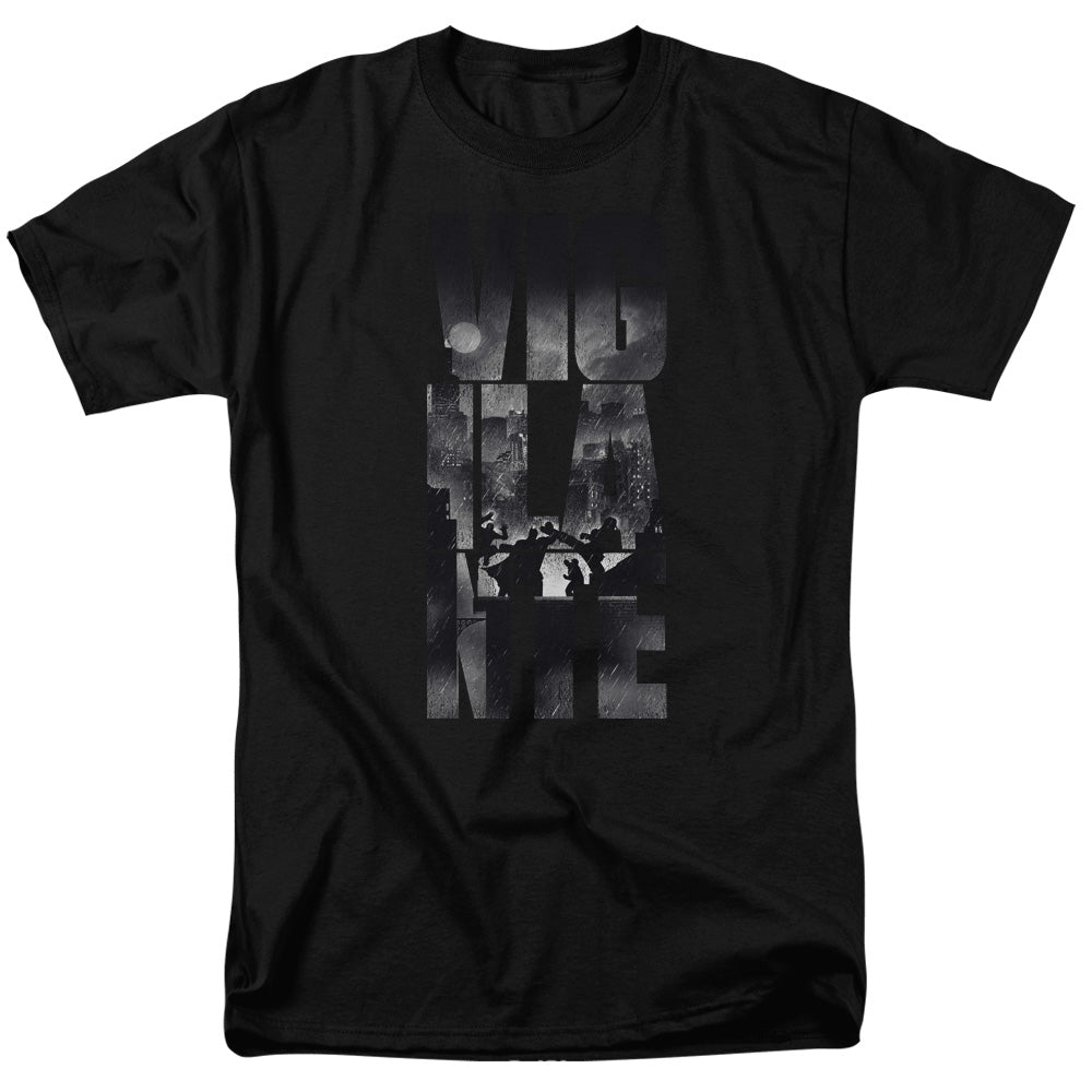 AN OFFCIALLY LICENSED BATMAN V SUPERMAN RAINY VIGLANTE MEN'S REGULAR FIT T-SHIRT BLACK