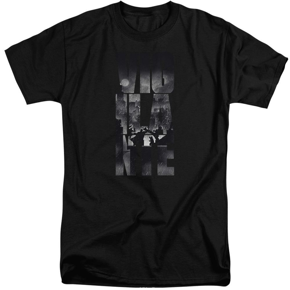 AN OFFCIALLY LICENSED BATMAN V SUPERMAN RAINY VIGLANTE MEN'S TALL FIT T-SHIRT BLACK