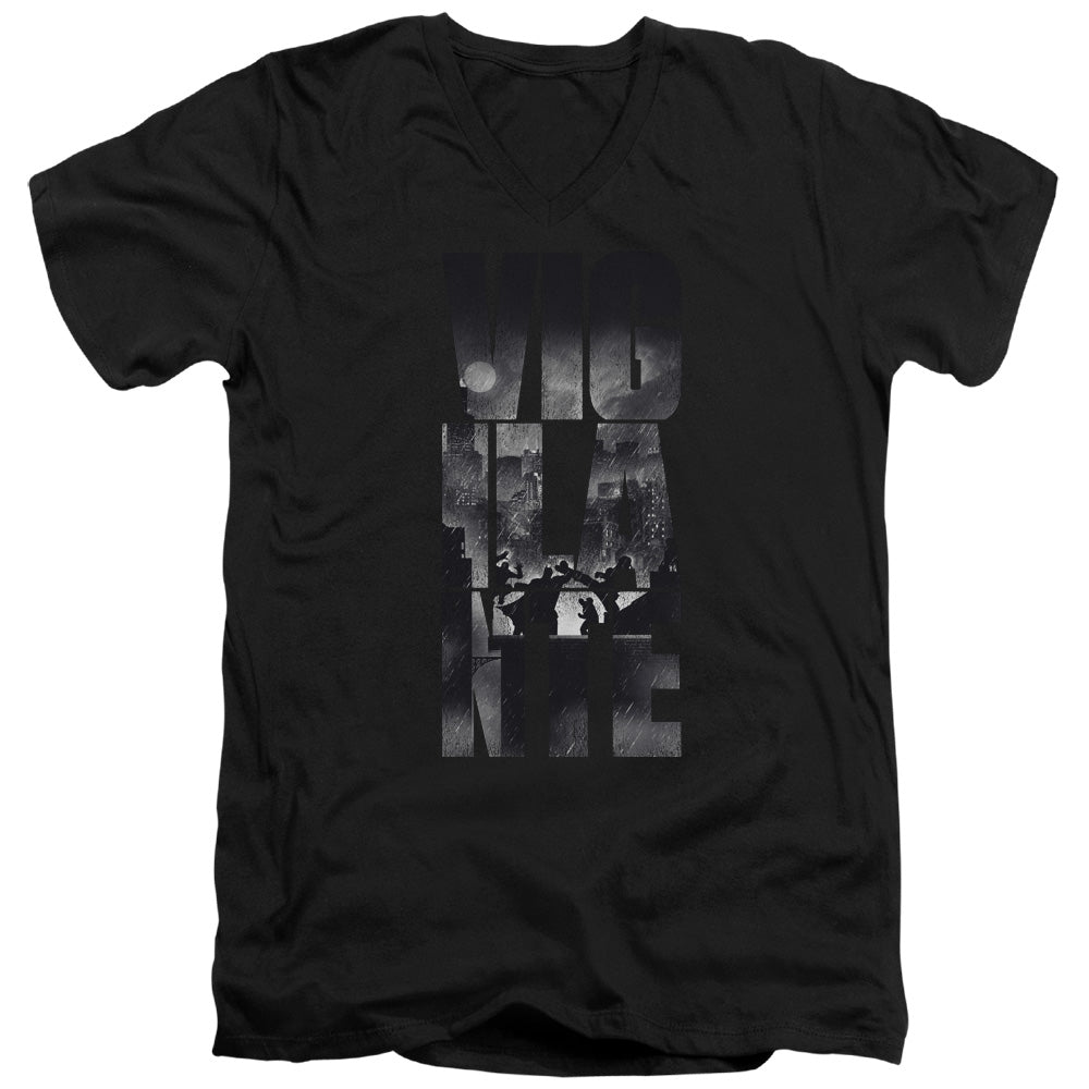 AN OFFCIALLY LICENSED BATMAN V SUPERMAN RAINY VIGLANTE MEN'S V-NECK T-SHIRT BLACK