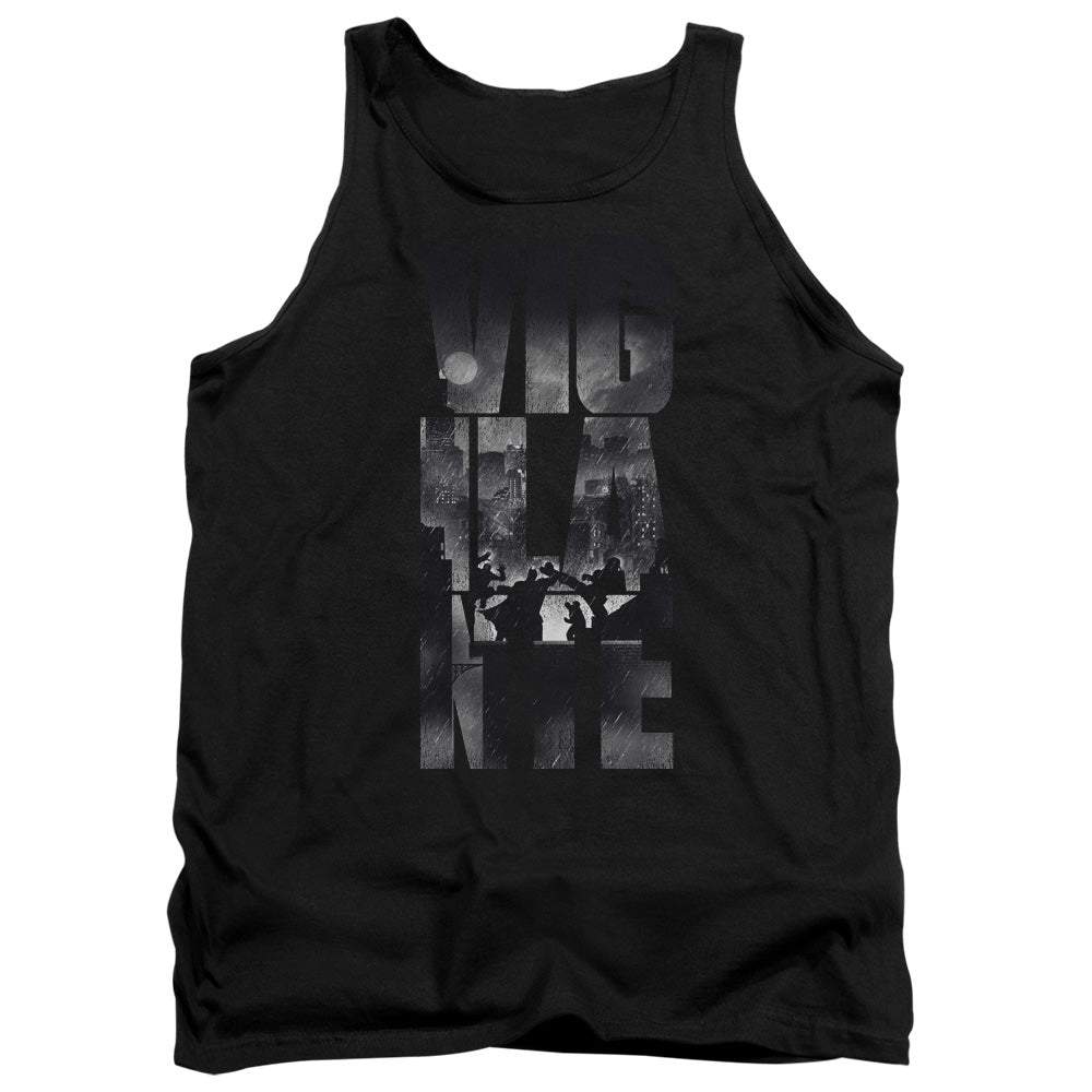 AN OFFCIALLY LICENSED BATMAN V SUPERMAN RAINY VIGLANTE ADULT UNISEX TANK TOP BLACK