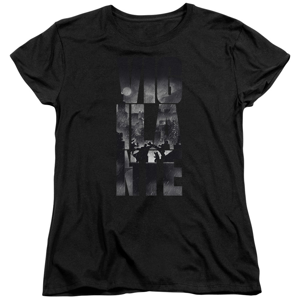 AN OFFCIALLY LICENSED BATMAN V SUPERMAN RAINY VIGLANTE WOMEN'S REGULAR FIT T-SHIRT BLACK