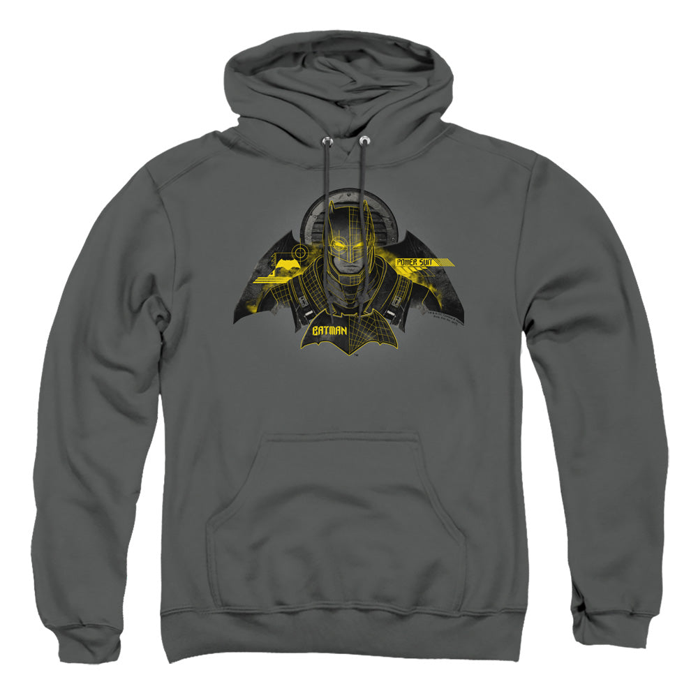 AN OFFCIALLY LICENSED BATMAN V SUPERMAN BATMAN TECH ADULT UNISEX PULLOVER HOODIE CHARCOAL