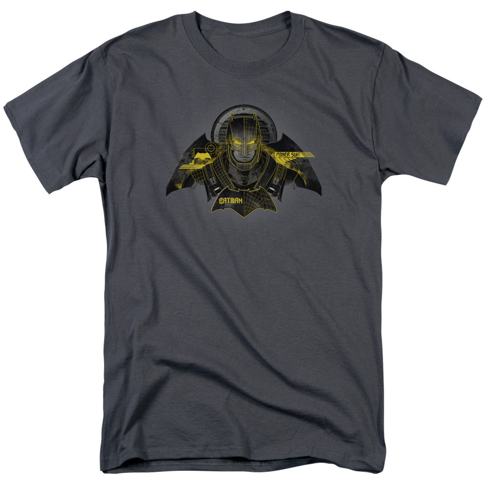 AN OFFCIALLY LICENSED BATMAN V SUPERMAN BATMAN TECH MEN'S REGULAR FIT T-SHIRT CHARCOAL