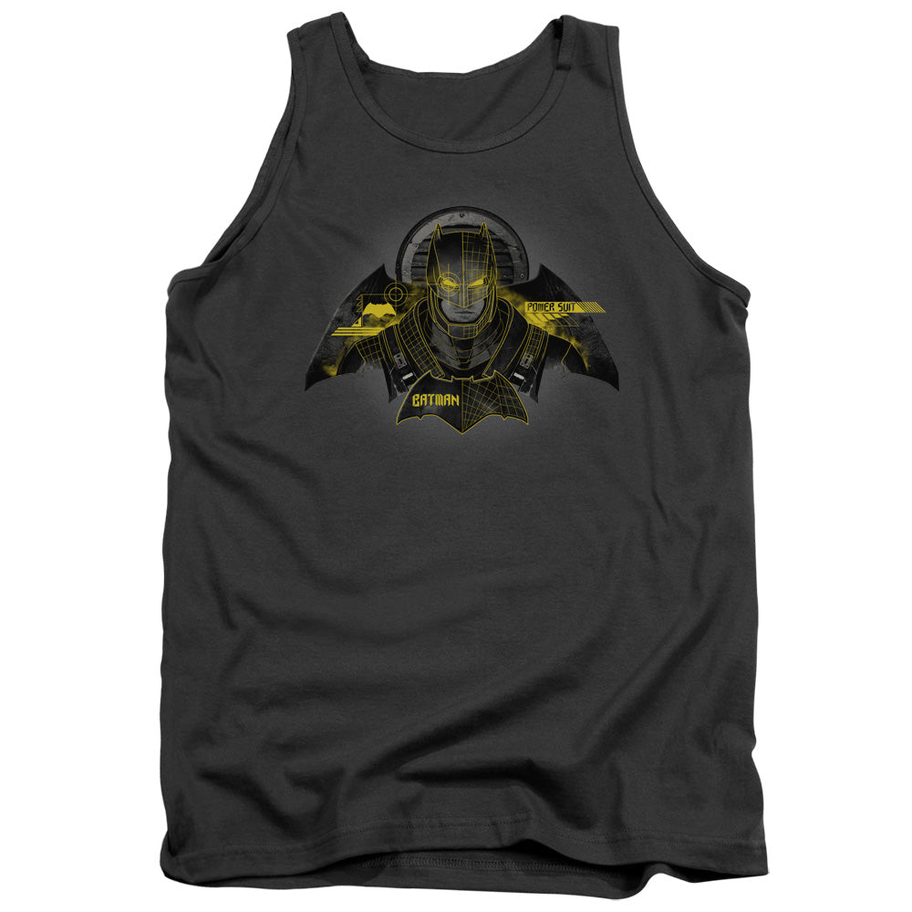 AN OFFCIALLY LICENSED BATMAN V SUPERMAN BATMAN TECH ADULT UNISEX TANK TOP CHARCOAL