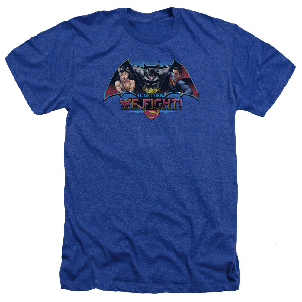 AN OFFCIALLY LICENSED BATMAN V SUPERMAN TOGETHER WE FIGHT MEN'S HEATHER T-SHIRT ROYAL