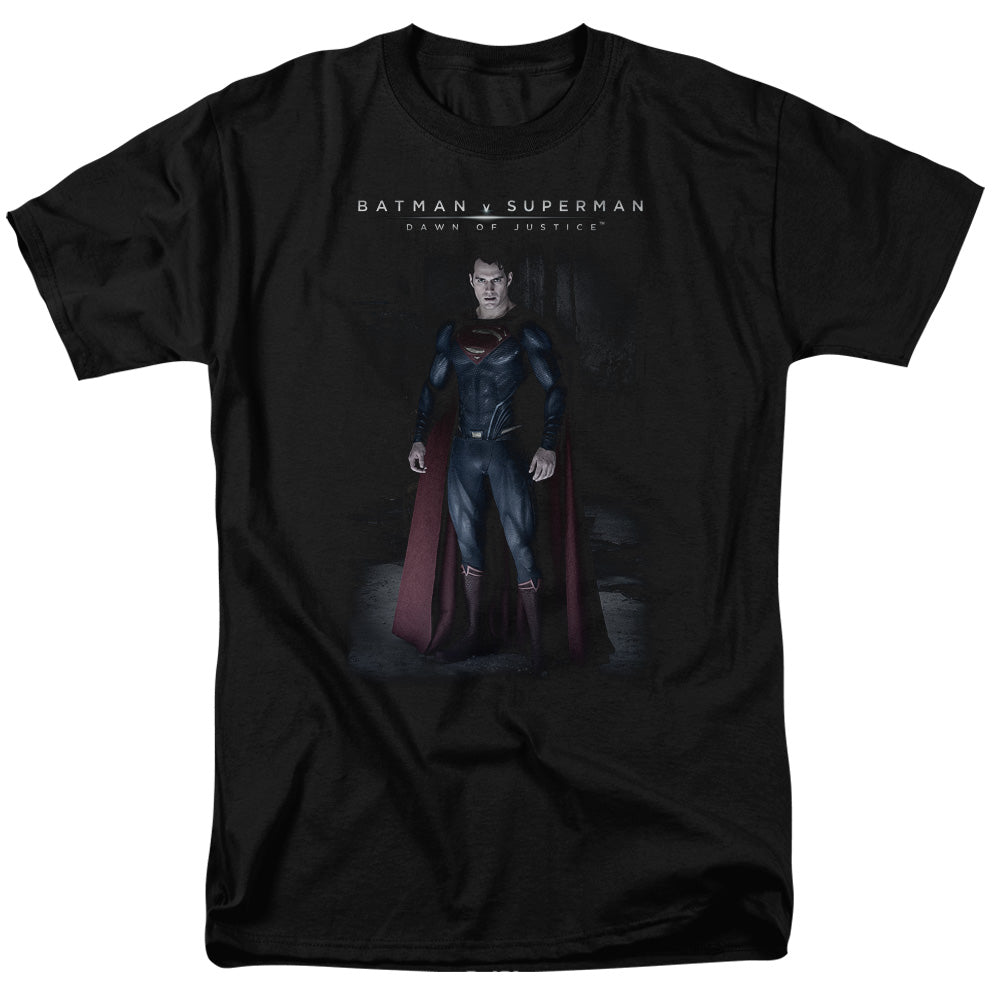 AN OFFCIALLY LICENSED BATMAN V SUPERMAN STAND TALL MEN'S REGULAR FIT T-SHIRT BLACK