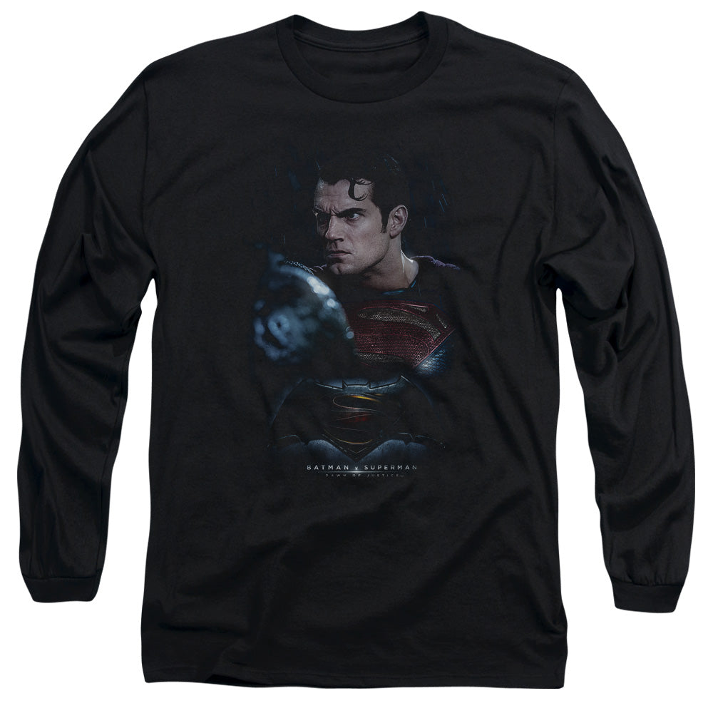 AN OFFCIALLY LICENSED BATMAN V SUPERMAN SUPER ANGRY MEN'S LONG SLEEVE T-SHIRT BLACK
