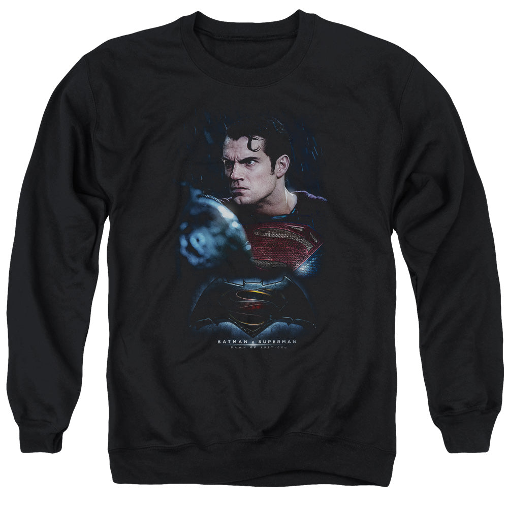 AN OFFCIALLY LICENSED BATMAN V SUPERMAN SUPER ANGRY ADULT UNISEX CREWNECK SWEATSHIRT BLACK