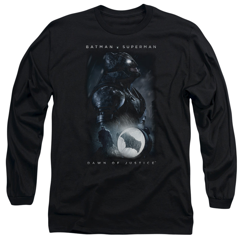 AN OFFCIALLY LICENSED BATMAN V SUPERMAN SIGNAL MEN'S LONG SLEEVE T-SHIRT BLACK